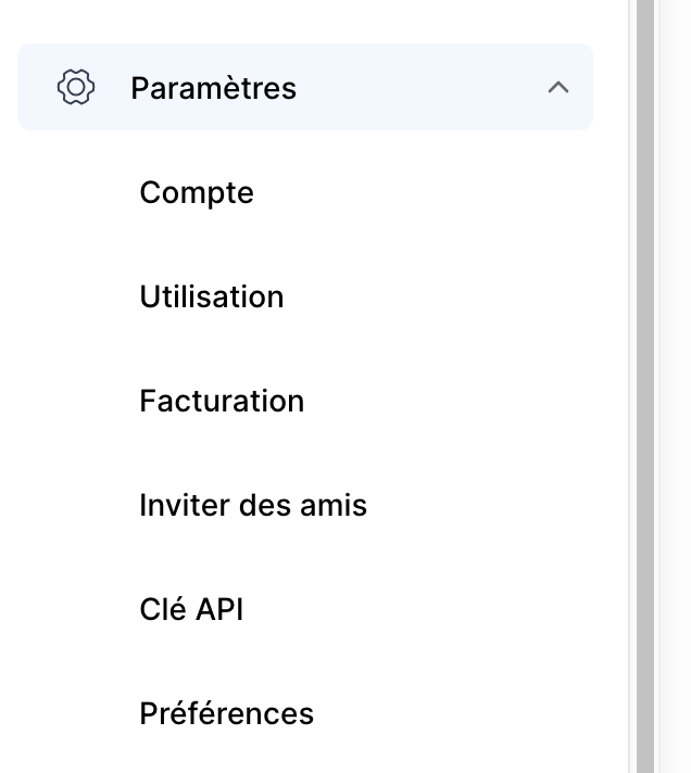 Screenshot Clé API